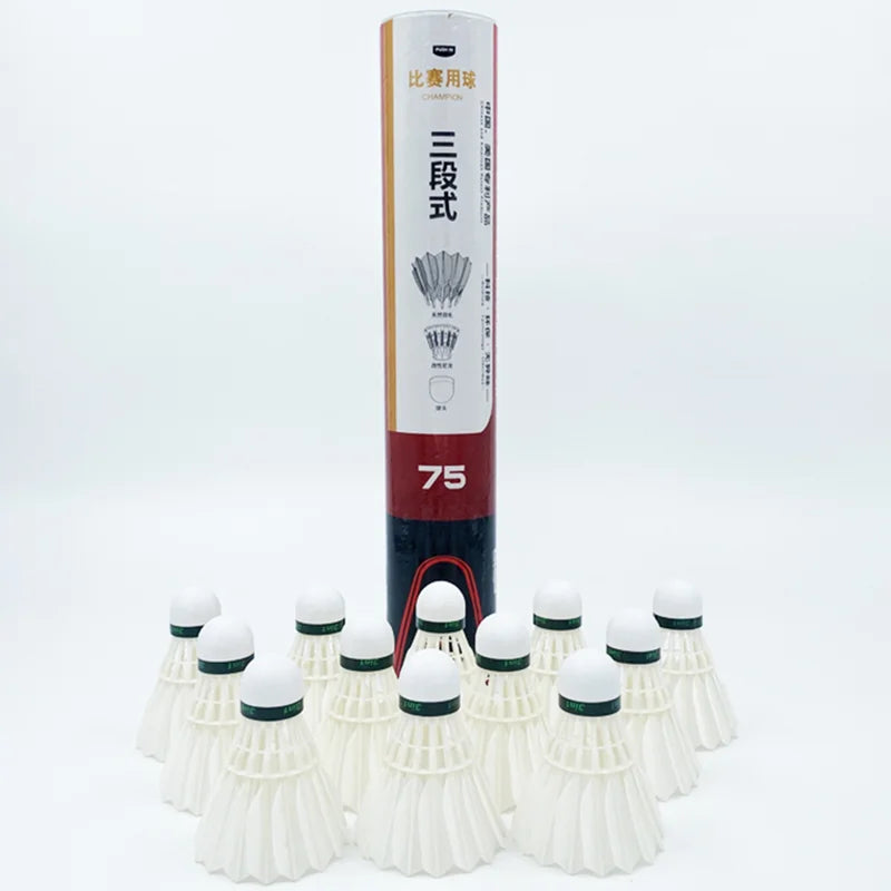 Durable High Stability 3in1 Super Grade Natural Feather Badminton Shuttlecock D75  Model Hybrid Shuttlecock