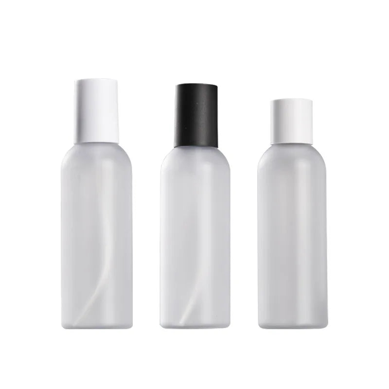 Luxury Empty for Frosted PET Eco-friendly Round Toner Spray Bottle 200ml Body Lotion Pump Bottle with Matte Black White Cap