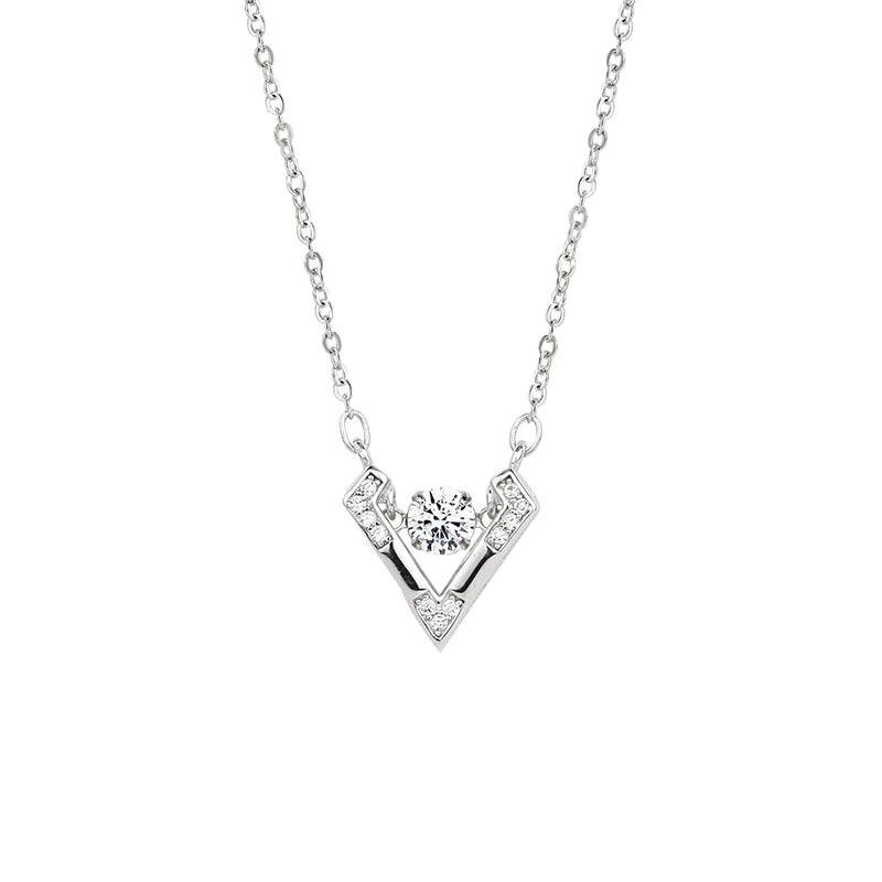 Hot Selling 925 Sterling Silver Letter V Shape Name Women's Pendant Necklace Jewelry