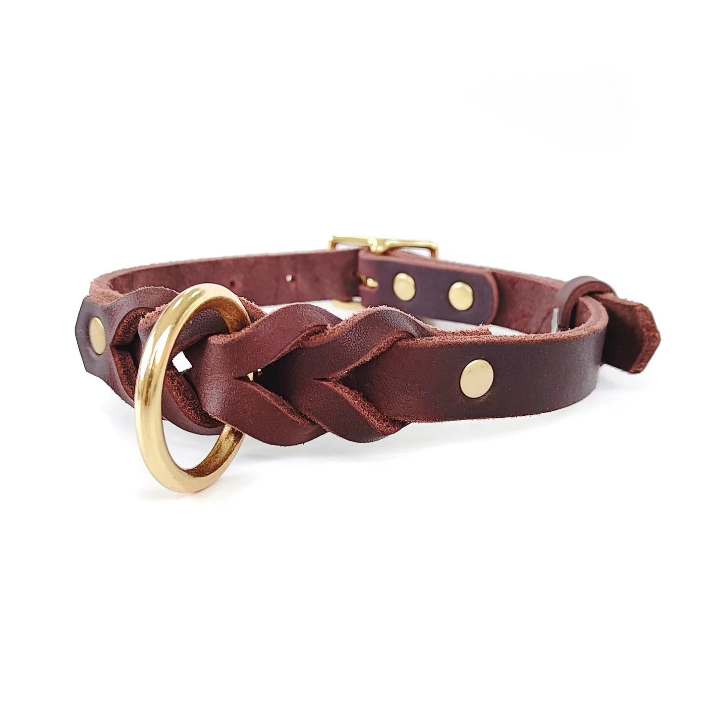 Braided  Leather  Pet Collar   Corgi Large  Dog Leather Border Collie Leather
