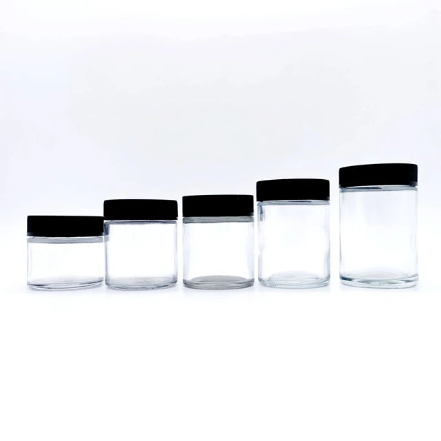 30 ml 60 ml 90 ml 120 ml 150 ml 180 ml 240 ml 300 ml 540 ml Flower Jars Child Resistant Jar With Black Lid