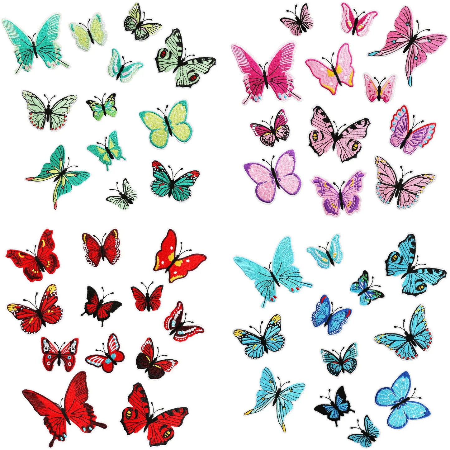New Eco-Friendly Iron-On Multi Color Design Embroidery Butterfly Patches for Clothes & Hats (Nonwoven Felt)