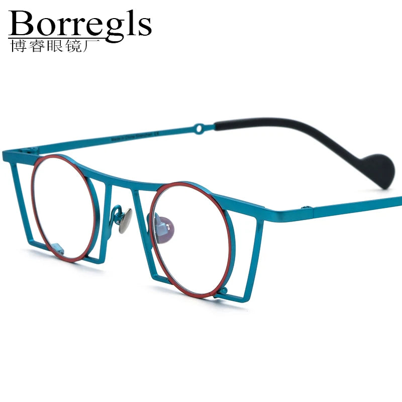 Borregls Colorful Titanium Glasses Frame Women 2025 Small Vintage Retro Round Optical Eyeglasses Men High Quality Eyewear 185