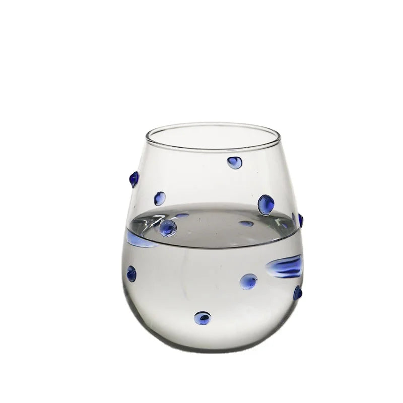 Wholesale Borosilicate Glass Cup Hand Brown Glass Coffee Milk Cup With Color Dot Heat Resistant Tea Cup Glass Mug