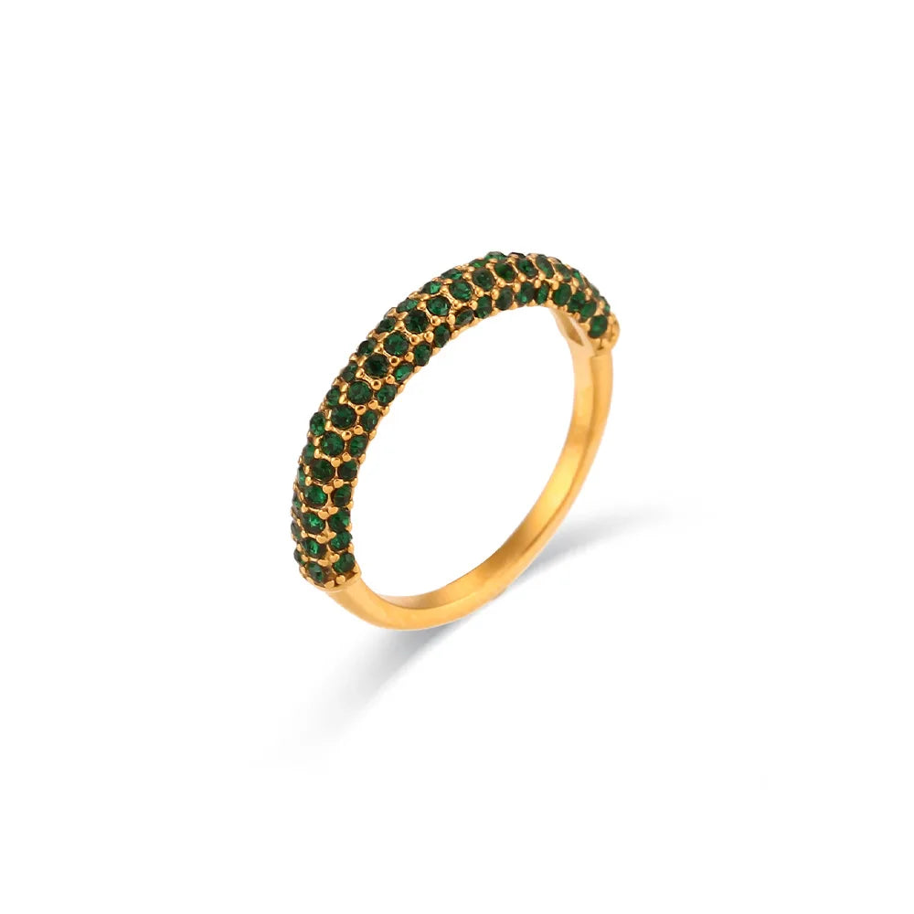 Wholesale Braid Ring Jewelry Wedding Gift Stainless Steel Finger Dome Ring 18k Gold Plated Cz Diamond Ring for Girls