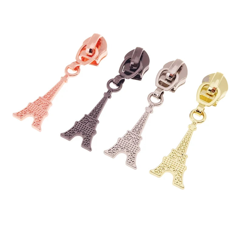 Hot Sale Custom Eiffel Tower Shape 5# Zipper Pullers Pulls Sliders for Handbag