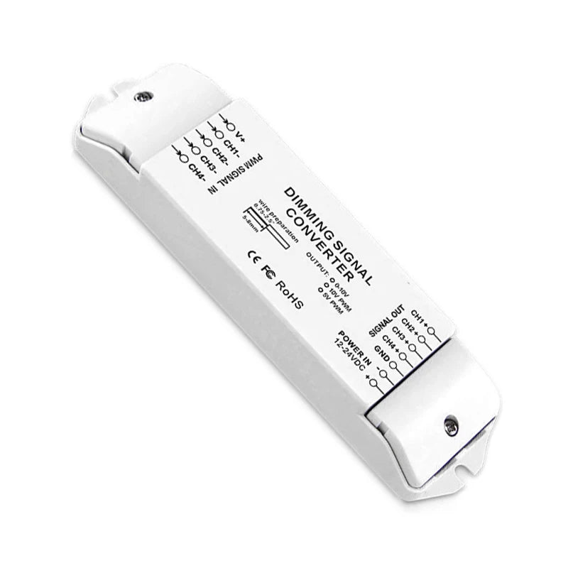 PWM Dimming Signal Converter DC 12-24V Constant Current Voltage Output 0-10V Analog/PWM5V/PWM10V 4-Channel CE/FCC/ROHS Certif