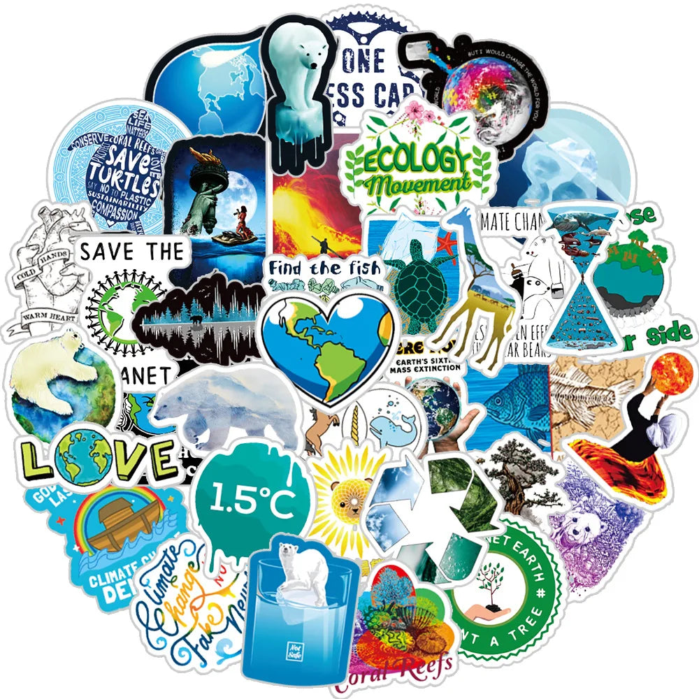 2024 Newly 50PCS Global Environment protection Climate Change Save Earth Sticker