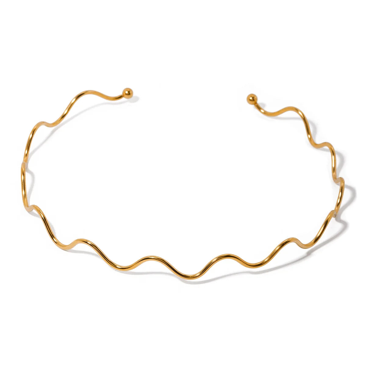 SC Trendy Simple Designed Gold Plated Necklace Creative Wavy Choker Necklace Stylish Stainless Steel Necklace