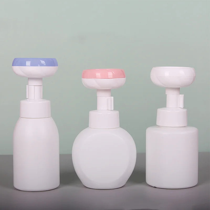New Design 300ml/350ml Plastic Facial Cleanser Bottle Flower Shape Foam Pump for Shampoo Lotion Skin Care Serum