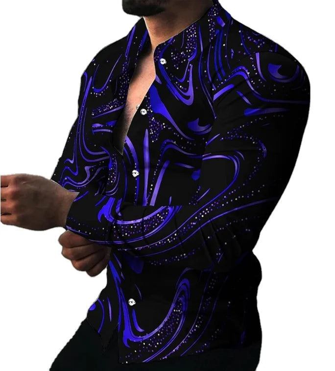 Full Printed Collar Digital Print Hawaiian Beach Shirt for Men Summer Breathable Soft