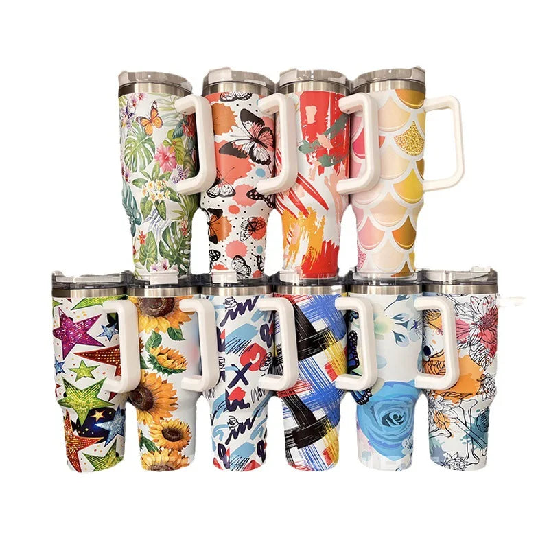 40oz Tumbler with Handle Logo Custom Hot-selling  Gradient Shimmer Glitter 40oz Tumbler Mugs Tumlber