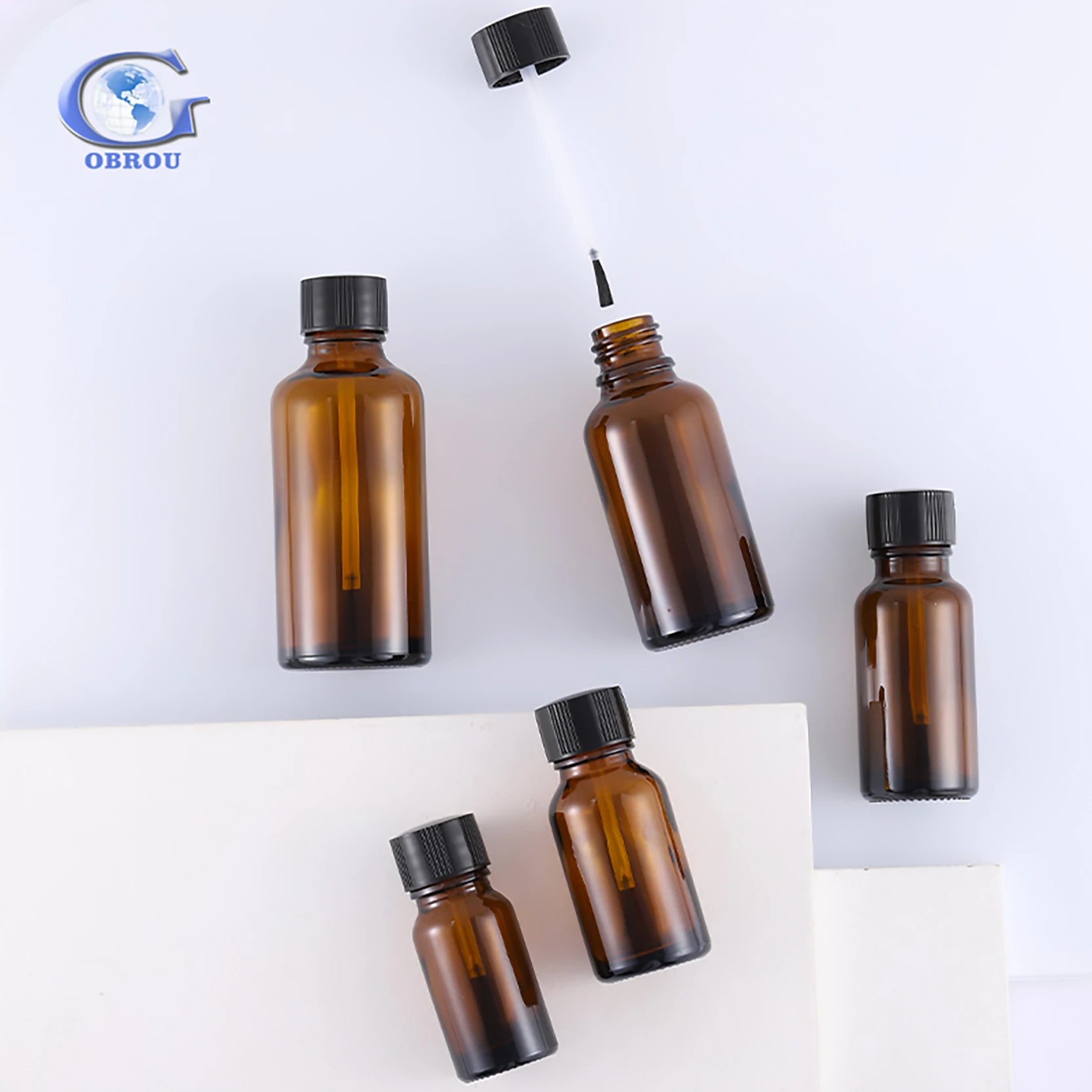 OEM Logo Empty Gel Nail Cuticle Oil Polish Glass Remover Bottle Wholesale 5ml 10ml 15ml 20ml 30ml 50ml Bottles with Brush Cap