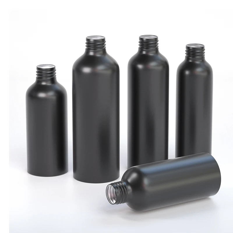 Customized Logo Printed Matte Black Metal Bottle Recyalable Aluminum Aerosol Cap Screw for Shampoo and Cosmetics