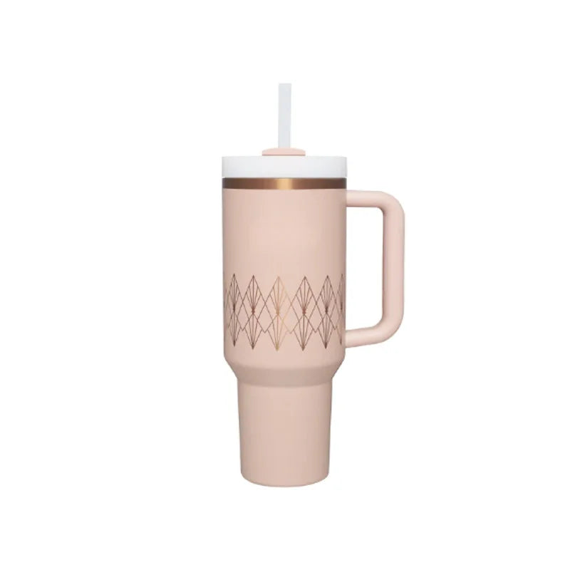STARLII Engraving H2.0 Gold Rim Blank Powder Coated Copper Plated Stainless Steel Tumblers With Handle