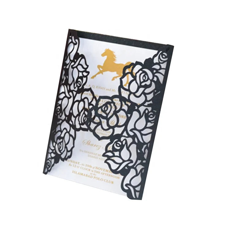 Elegant Luxury Pearl/Metallic Rose Decorations for Quince Party Mis XV Anos Quinceanera Invitations Laser Cut Wedding Cards