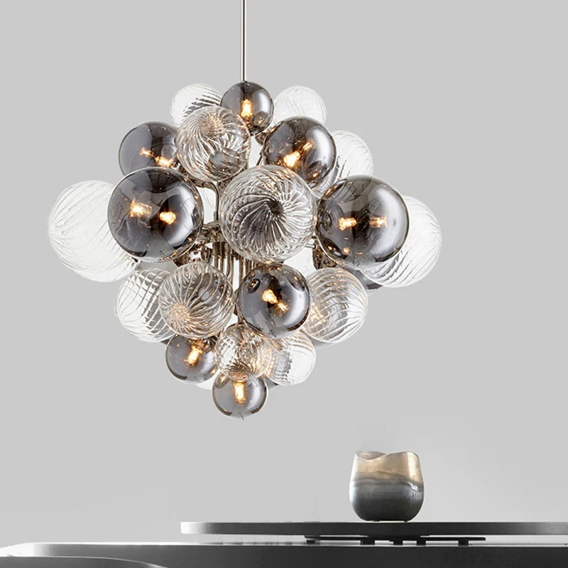 White and Chocolate Combination Creative Personality Glass Orb Chandelier Room Aisle Study Dining Room Bedroom Hall