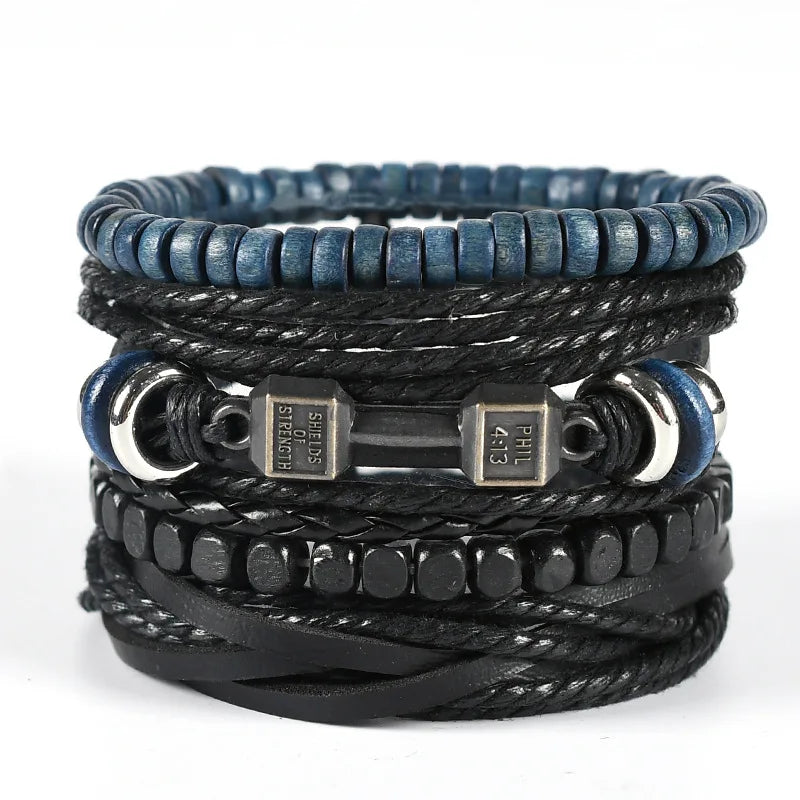 2026 Men's DIY Handmade Alloy Feather Bracelet Black for Men and Women Wholesale Leather Fashion Charm Bracelet