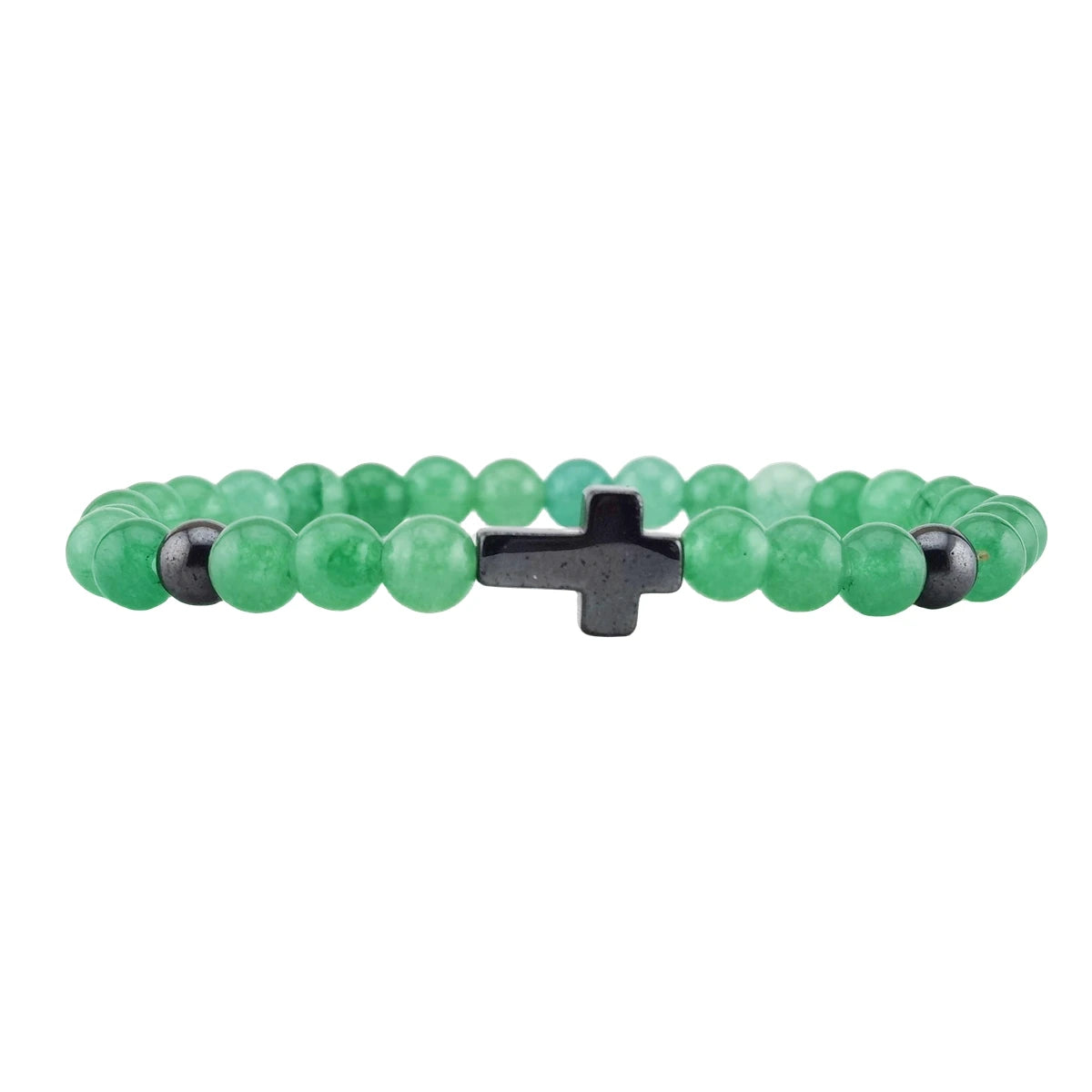 Latest Design Green Aventurine Gemstone Beaded Bracelets Hot Sale Cross Pendant Beaded Bracelet