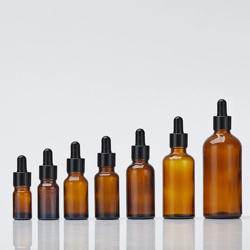 Wholesale 10ml 15ml 30ml 50ml 100ml Black Clear Screen Printed Cosmetic Glass Dropper Bottles for Essential Oil