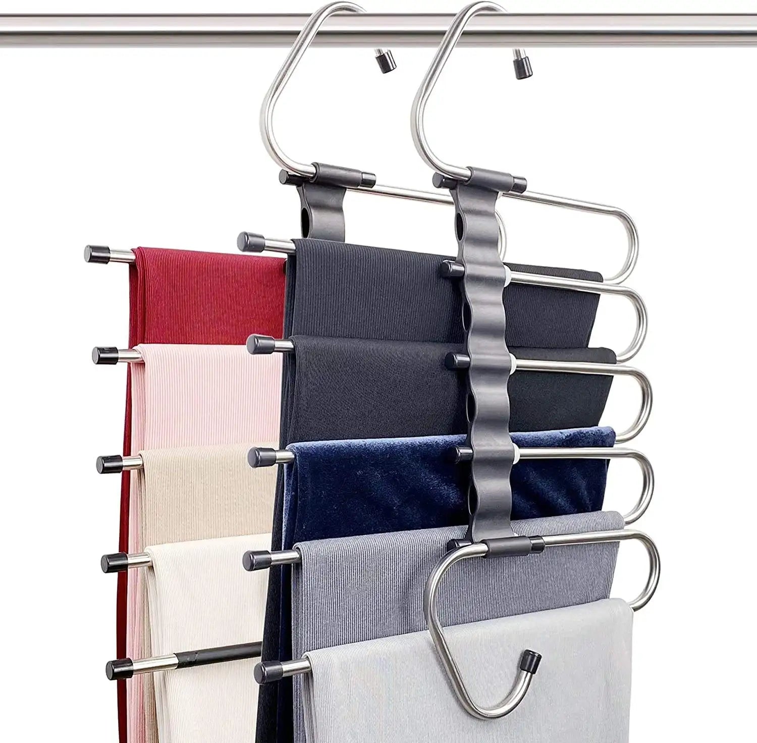 Stainless Steel Magic Pants Hangers Versatile Space-Saving Multifunctional Rack Organizer for Clothing Multi-Functional Pants