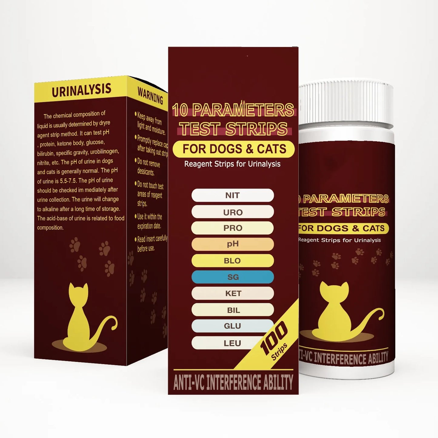 One Step Dog Cat Pet Urine Test Strips pH Infection Diabetes Vet 10 Parameter Urine Testing Strips