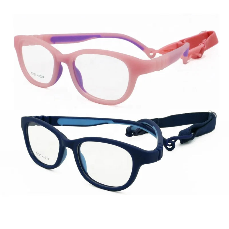 Unisex TR90 High-End Classic Prescription Glasses for Kids Dual Colors Flexible Hingless Temple Elastic Cord Sports Style-327