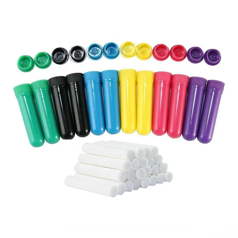 Wholesale Colored Plastic Blank Nasal Inhalers Stick for Essential Oil Aromatherapy Inhaler Nasal Inhaler Tube With Cotton Wi