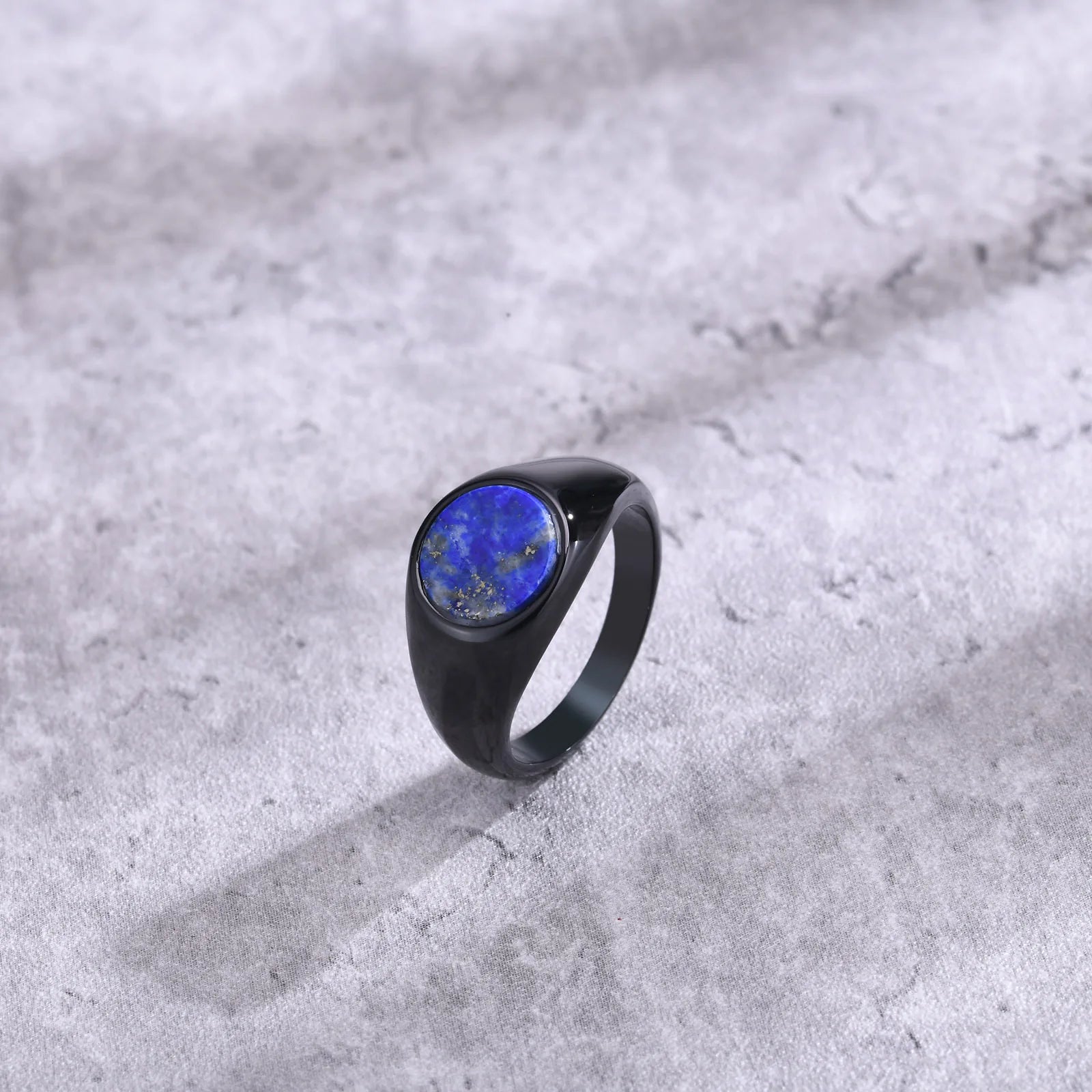Custom Logo Unisex Designer Stainless Steel Lapis Lazuli Tiger Eye Seal Ring for Men Women Fashion Jewelry RC-469