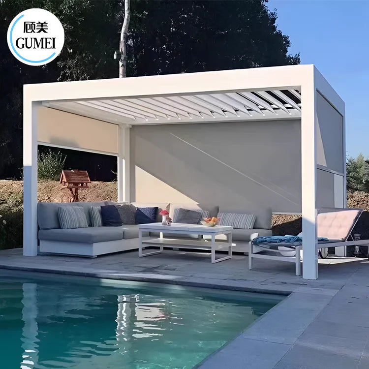 OEM Factory Outdoor Modern New Design Aluminium Gazebos Pergola With Led Light