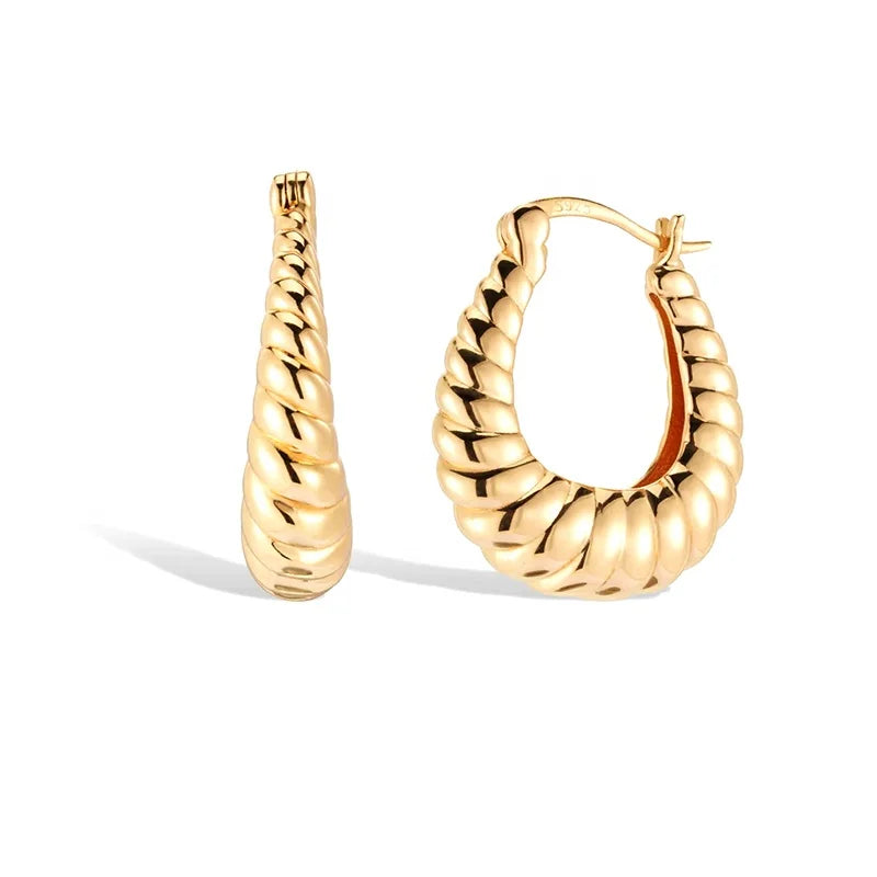 Milskye Fine Jewelry 18k Gold Plated 925 Sterling Silver Large Twisted Hoop Earrings