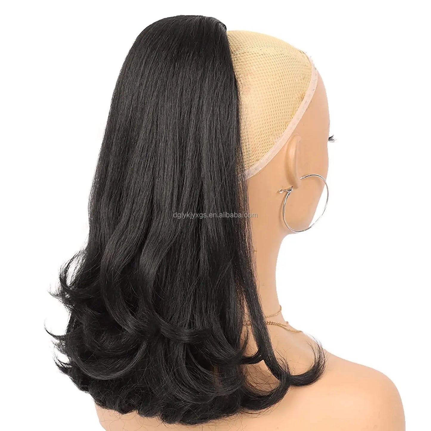 WP26 Hot Sales Synthetic Drawstring Ponytail Hair Extensions Backward Warping Net Bag Ponytail Yaki Ponytails