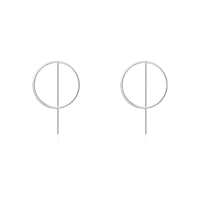 Minimalist S925 Sterling Silver Rhodium Plated Earrings for Women Exaggerated Irregular Smooth Geometric Circles Chic Party W