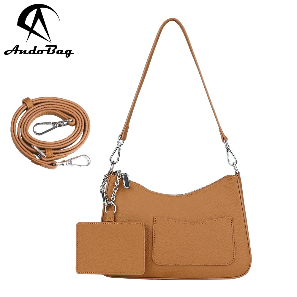 AndoBag Shoulder Bags for Women Genuine Leather Crossbody Bag Trendy Retro Handbag & Square Purse 1622