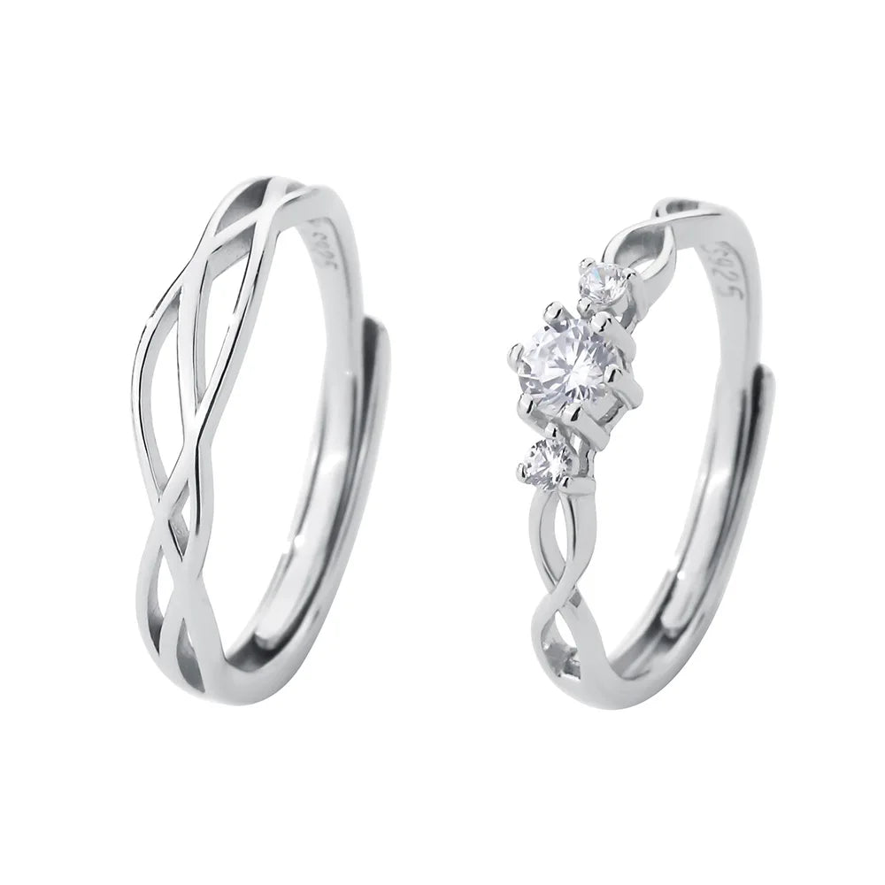 Wholesale New Luxury Shiny Diamond Rings Trendy Couple Rings Gift Fashion 925 Sterling Silver Wedding Rings Women Men Jewelry