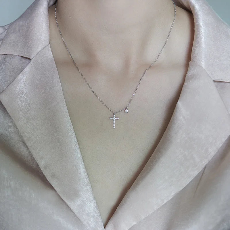 Fashion Jewelry Necklaces 925 Sterling Silver Cross Necklace 14k Gold Plated Cross Pendant Necklace Jewelry