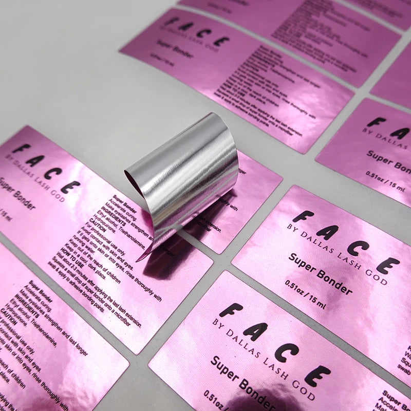 Custom Your Logo Printing  Pvc Private Pink Label Make Vinyl Waterproof Foil Product Stickers  Designers