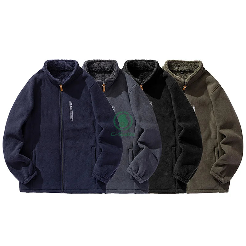 Custom Fleece Coat Men's Fleece Coat Zipper Warm Soft Fleece Jacket  for Men Plus Jacket