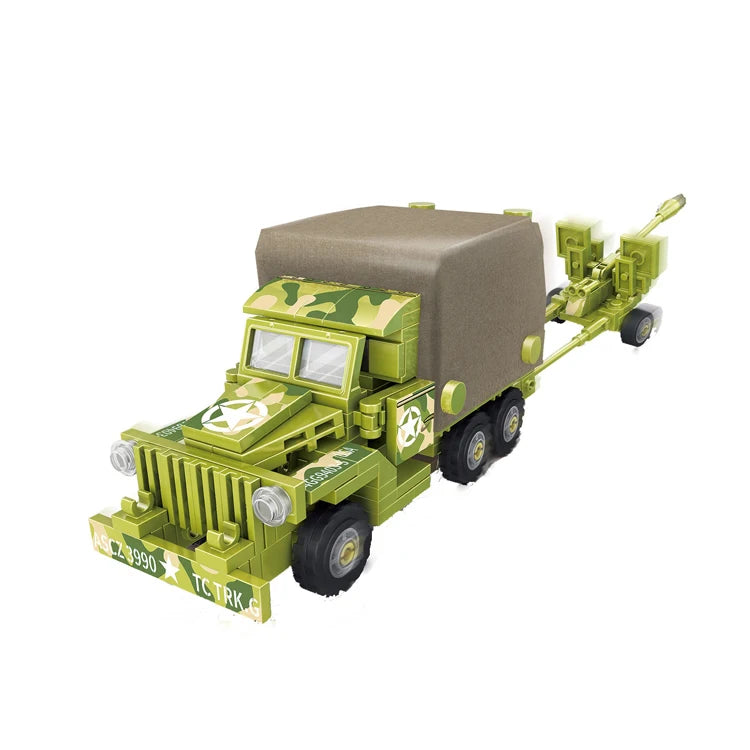 8in1 Armored Tank Carrier Truck 4x4 Military Vehicles Plastic Model Kit Toy Army Truck Cargo Car for Kid Play Set Building Bl