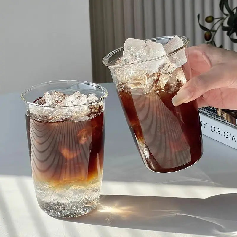 Chinese Factory Clear American Latte Iced Coffee Mug Cold Brew Mocha Cream Chocolate Striped Coffee Glass Cup