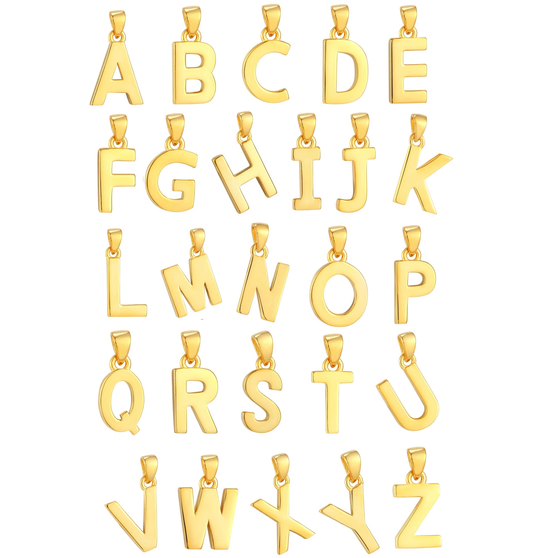 Unisex Classic Style Brass Necklace Gold Plated Letter Pendant Daily Life Link Chain Necklaces Fashionable Pendant Necklace