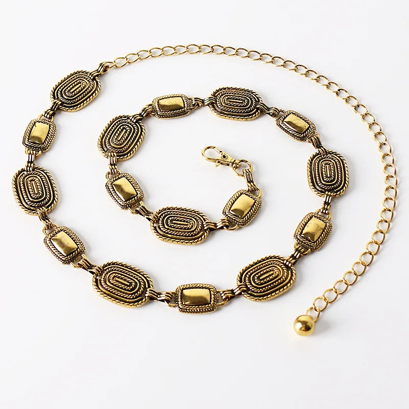 Retro and Sexy Waist Chain Belt With Alloy Buckle for Women Ladies Metal Chain Belt
