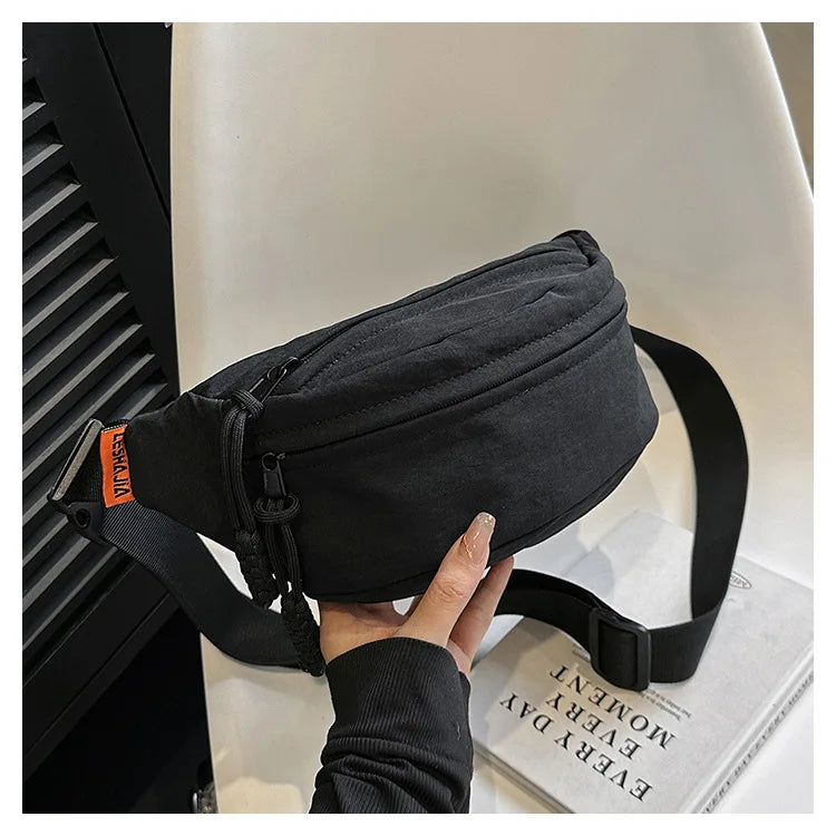 Unisex Casual Trend Waist Bag Street Style Women Large Capacity Nylon Fanny Packs Shoulder Crossbody Chest Belt Bags