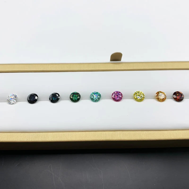 Wholesale Moissanite 1ct 6.5mm Pink Green Yellow Red Loose Moissanite Diamond Round Colored Moissanite