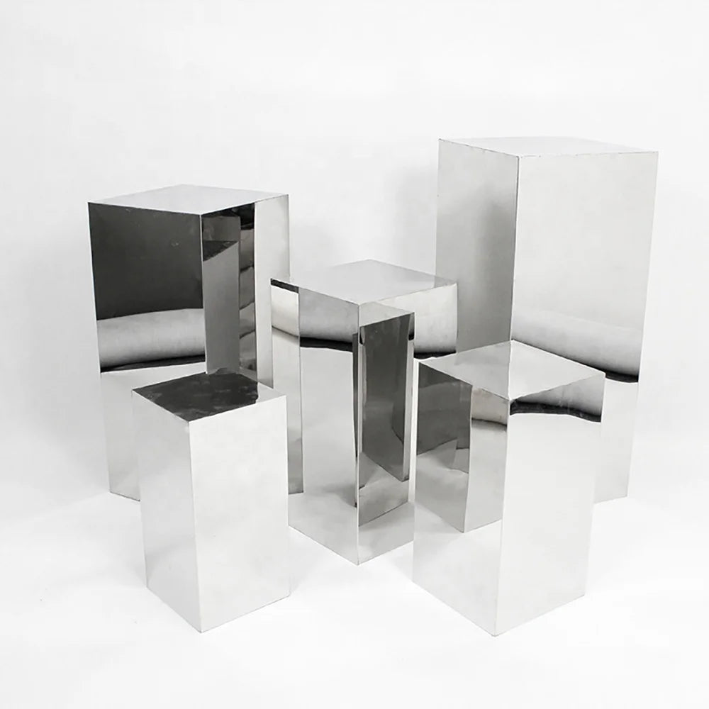 2026 Wholesale Stainless Steel 5pcs Silver Cake Plinth for Birthday