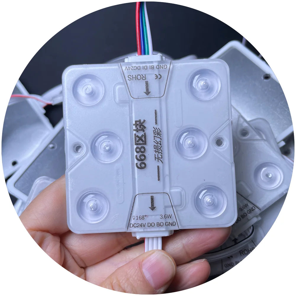 Outdoor IP67 Waterproof 68x68mm Magic RGB RGBIC DC24V Led Modules for Light Advertising and Backlighting