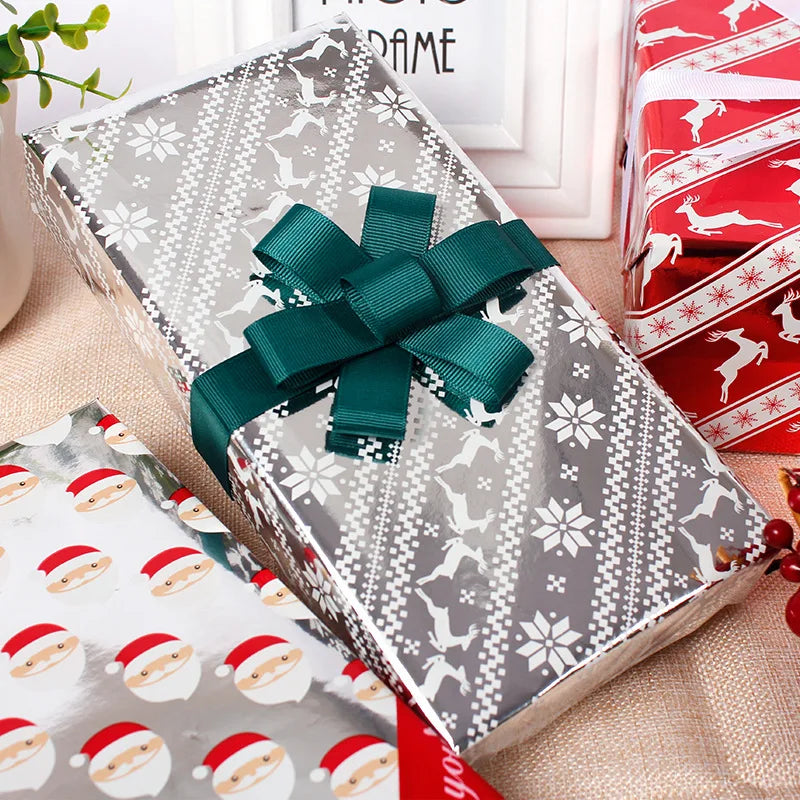Wholesale Custom Gift Wrapping Paper Manufacturer Christmas Gift Wrapping Paper Printing Silver Foil Packaging Snow Paper