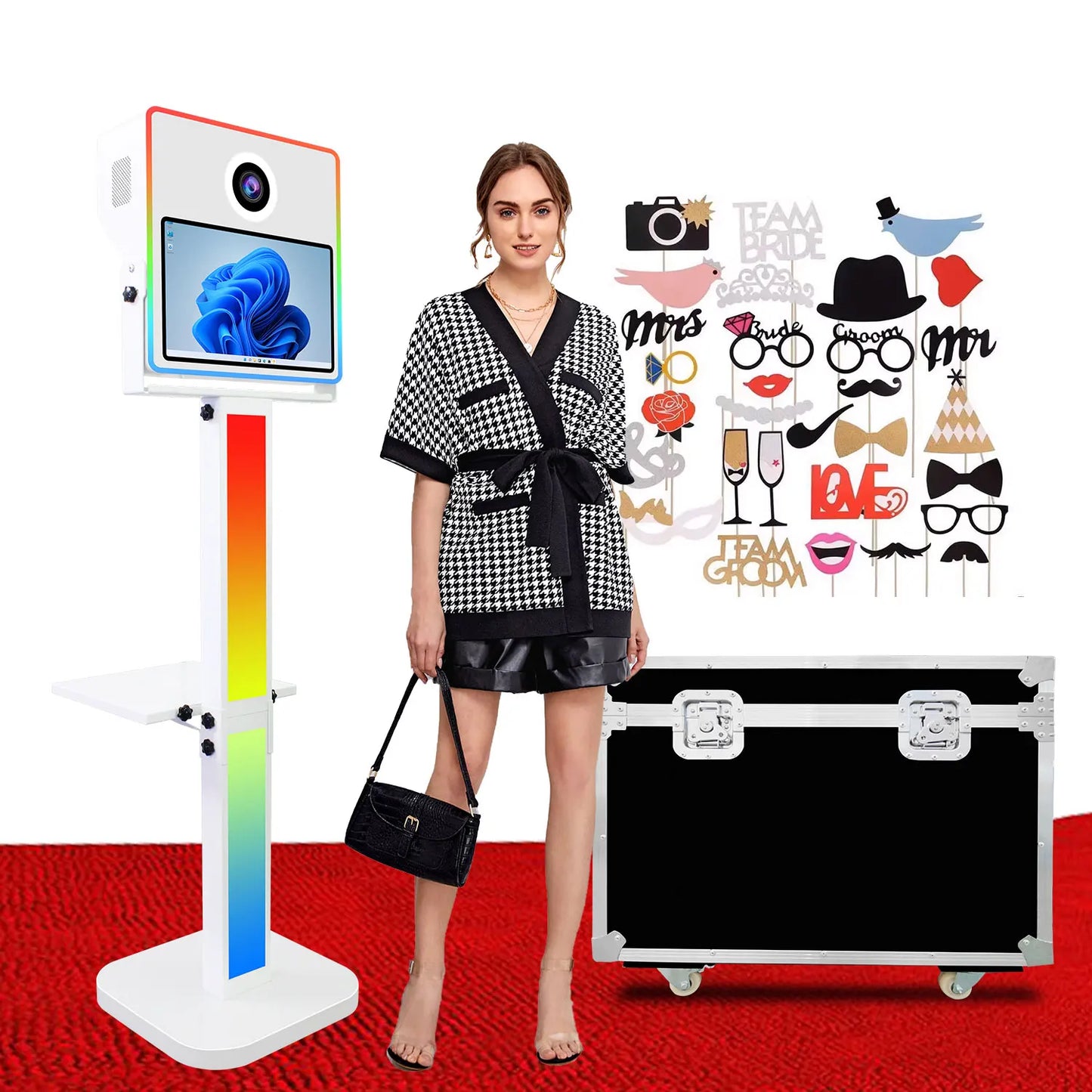 Portable Selfie Photo Booth Camera With Printer Tray Photobooth Shell for Wedding Party DSLR Photo Booth Machine