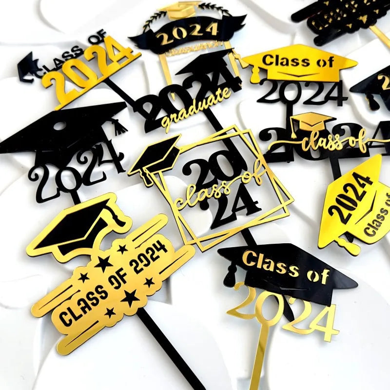Wholesale 2025 Customized Graduation Acrylic Cake Toppers New Year Christmas Father's Day Cupcake Decorations Supplies