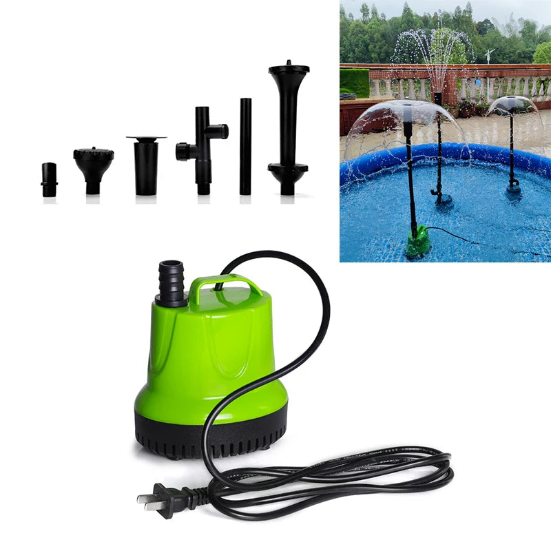 Cheap Price Low Noise Eco-Friendly 25W Plastic Automatic Submersible Fountain Pump 2000L/H 1.8m H-max 220V LED Lights for